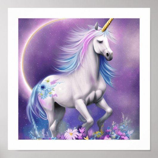 Elegant Rainbow Unicorn Poster (Voorkant)