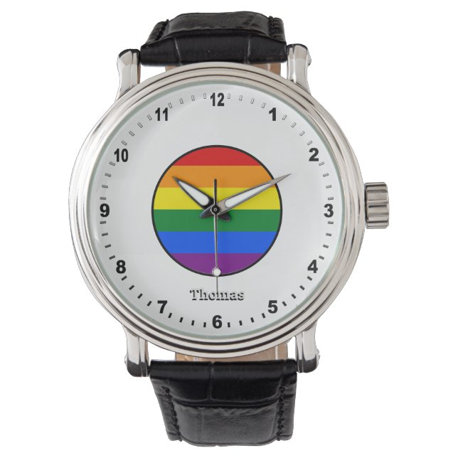 Elegant Rainbow Watch & Rainbow Pride kleuren Horloge (Voorkant)