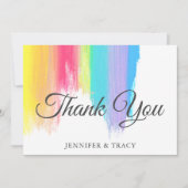 Elegant Rainbow Waterverf Colorful LGBTQ Weddensch Bedankkaart (Voorkant)