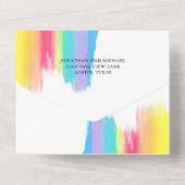 Elegant Rainbow Waterverf LGBTQ Wedding & RSVP All In One Uitnodiging (Achterkant)