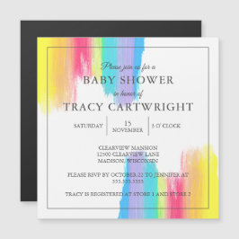 Elegant Rainbow Waterverf Modern Baby shower Magnetische Uitnodiging