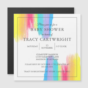 Elegant Rainbow Waterverf Modern Baby shower Magnetische Uitnodiging
