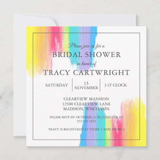 Elegant Rainbow Waterverf Modern Vrijgezellenfeest Kaart (Voorkant)