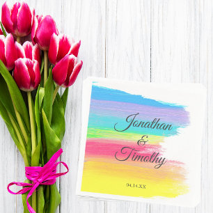 Elegant Rainbow Waterverf Moderne LGBTQ Weddenscha Servet