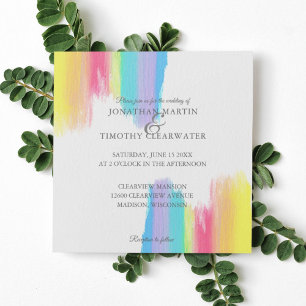 Elegant Rainbow Waterverf Paint Summer Wedding Kaart