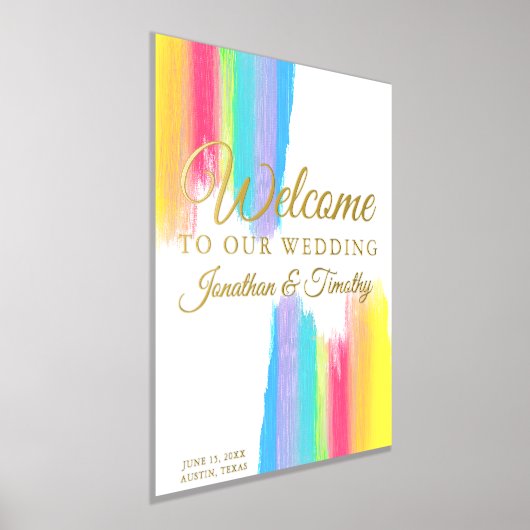 Elegant Rainbow Welkom bij onze bruiloft Bright Go Folie Afdrukken (Laagn)