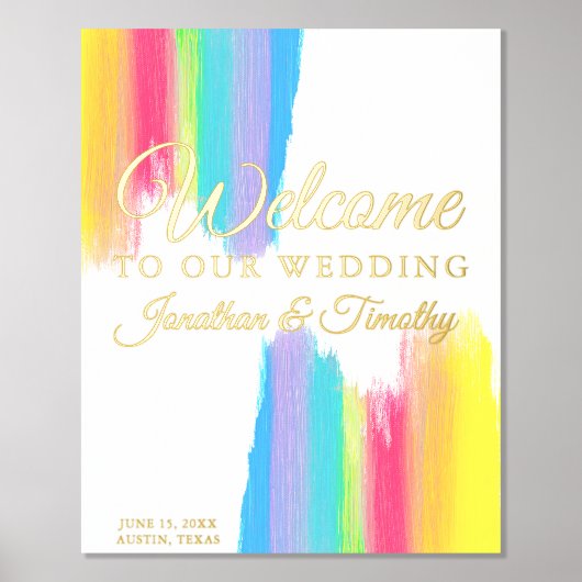 Elegant Rainbow Welkom bij onze bruiloft Bright Go Folie Afdrukken (Voorkant)