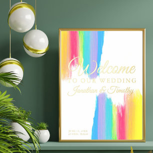 Elegant Rainbow Welkom bij onze bruiloft Bright Go Folie Afdrukken