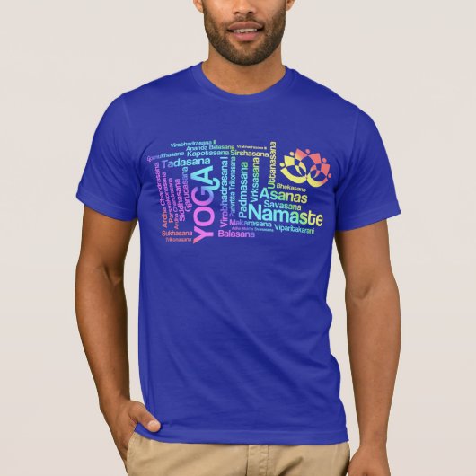 Elegant Rainbow Yoga Namen van Positions Asanas T-shirt (Voorkant)