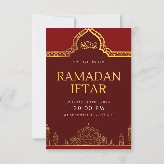 Elegant Ramadan Iftar Invitation | Modern Islamic  Kaart (Voorkant)
