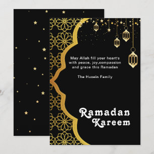 Elegant Ramadan Kareem Black Gold Holiday Kaart