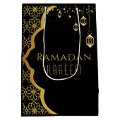 Elegant Ramadan Kareem Black Gold Medium Gift Bag Medium Cadeauzakje (Achterkant)