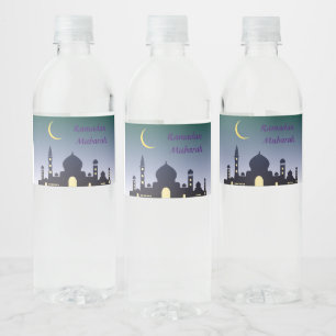 Elegant Ramadan Mubarak Islamitisch ontwerp Waterfles Etiket