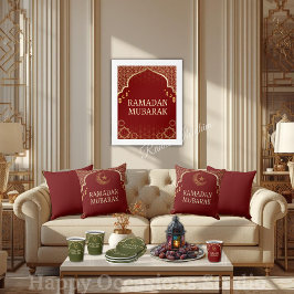 Elegant Ramadan Mubarak Throw Pillow Kussen