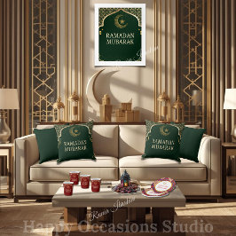 Elegant Ramadan Mubarak Throw Pillow Kussen