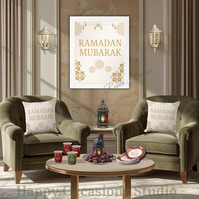 Elegant Ramadan Mubarak Throw Pillow Kussen (Creator heeft geüpload)