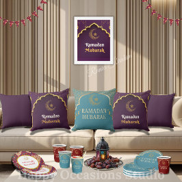 Elegant Ramadan Mubarak Throw Pillow Kussen