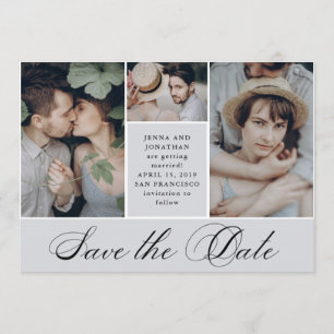 Elegant raster   4 Foto Wedding Save the Date