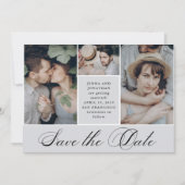 Elegant raster | 4 Foto Wedding Save the Date (Voorkant)
