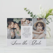 Elegant raster | 4 Foto Wedding Save the Date (Staand voorkant)