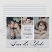 Elegant raster | 4 Foto Wedding Save the Date (Voorkant / Achterkant)