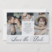 Elegant raster | 4 Foto Wedding Save the Date Magnetische Uitnodiging (Voorkant)