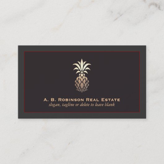 Elegant Real Estate Agency Pineapple Logo Visitekaartje (Voorkant)