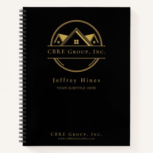 Elegant Real Estate Black and gold custom logo Notitieboek (Voorkant)