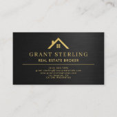 Elegant Real Estate Broker Metallic Black Gold  Visitekaartje (Voorkant)