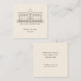 Elegant Real Estate Building Sketch Square  Vierkante Visitekaartje