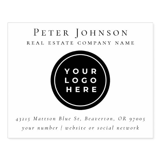 Elegant Real Estate Round Logo Name Address Rubbe Rubberstempel (Afrduk)