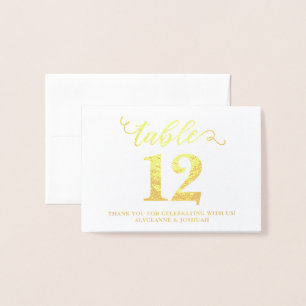 Elegant REAL FOIL Gold Wedding Table Numbers Klein Folie Kaarten