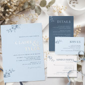 Elegant Real Folie Modern Typografie Blue Wedding Folie Uitnodiging