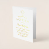 Elegant Real Gold Foil Boy Baptisme Invitation Folie Kaarten (Voorkant)