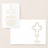 Elegant Real Gold Foil Boy Baptisme Invitation Folie Kaarten (Display)