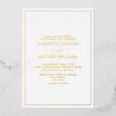 Elegant Real Gold Foil Calligraphy Formal Wedding Folie Uitnodiging (Voorkant)