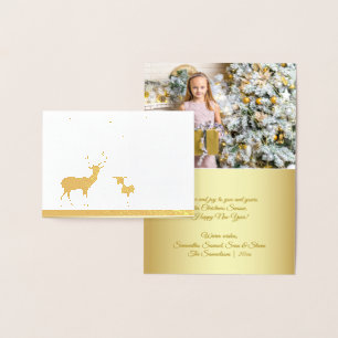 Elegant Real Gold Foil Deer Snow Merry kerst Folie Kaarten