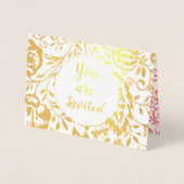 Elegant Real Gold Foil Floral Wedding Invitations Folie Kaarten (Voorkant)