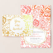 Elegant Real Gold Foil Floral Wedding Invitations Folie Kaarten (Display)