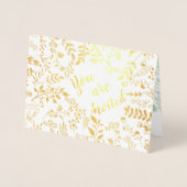 Elegant Real Gold Foil Floral Wedding Invitations Folie Kaarten (Voorkant)