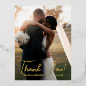 Elegant Real Gold Foil Foto Weddenschap Hartelijk Folie Uitnodiging Briefkaart (Voorkant)