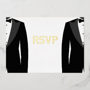 Elegant Real Gold Foil Gay Wedding RSVP-kaarten Folie Uitnodiging