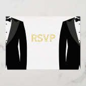 Elegant Real Gold Foil Gay Wedding RSVP-kaarten Folie Uitnodiging (Voorkant)