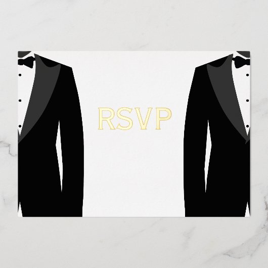 Elegant Real Gold Foil Gay Wedding RSVP-kaarten Folie Uitnodiging (Voorkant)