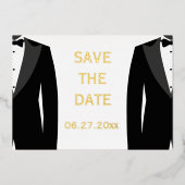 Elegant Real Gold Foil Gay Wedding Save the Date Folie Uitnodiging (Voorkant)