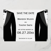 Elegant Real Gold Foil Gay Wedding Save the Date Folie Uitnodiging (Achterkant)