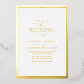 Elegant Real Gold Foil Modern Calligraphy Wedding Folie Uitnodiging (Voorkant)