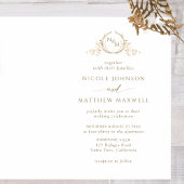 Elegant Real Gold Foil Monogram, gevouwen bruiloft Folie Kaarten
