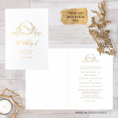 Elegant Real Gold Foil Monogram, officieel huwelij Folie Kaarten