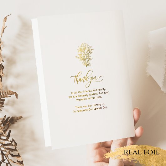 Elegant Real Gold Foil Monogram, Wedding Program Folie Kaarten
